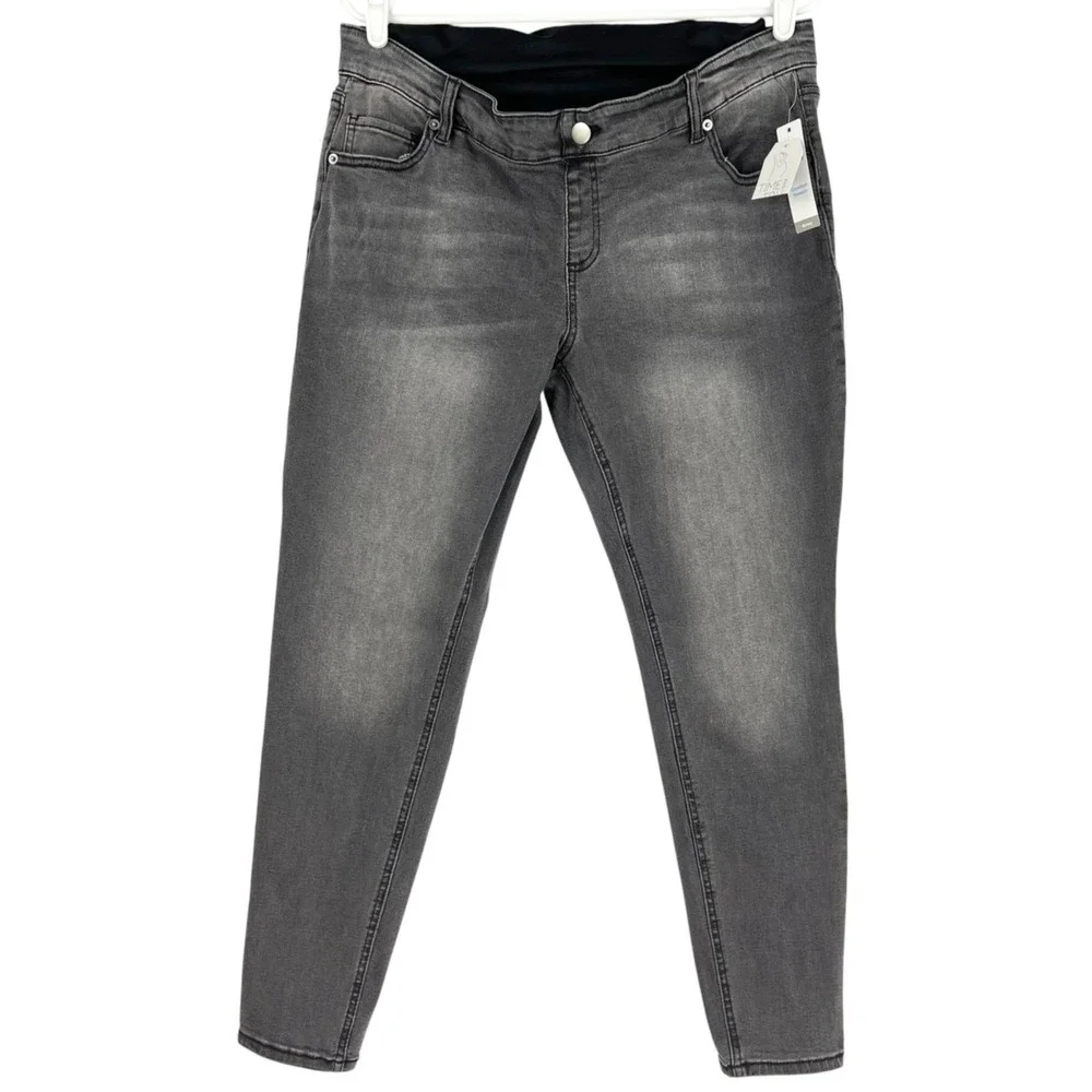 Time And Tru Women's Maternity Skinny Stretch Grey Denim Jeans Size L‎ 12-14 NWT